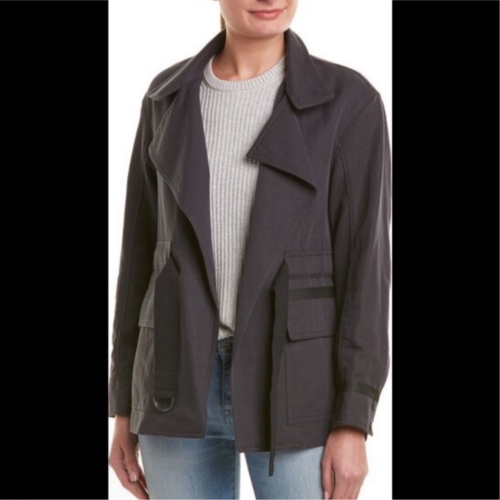 VINCE. Belted Notch Collar Utility Jacket In Slate